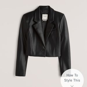 Abercrombie crop vegan leather jacket